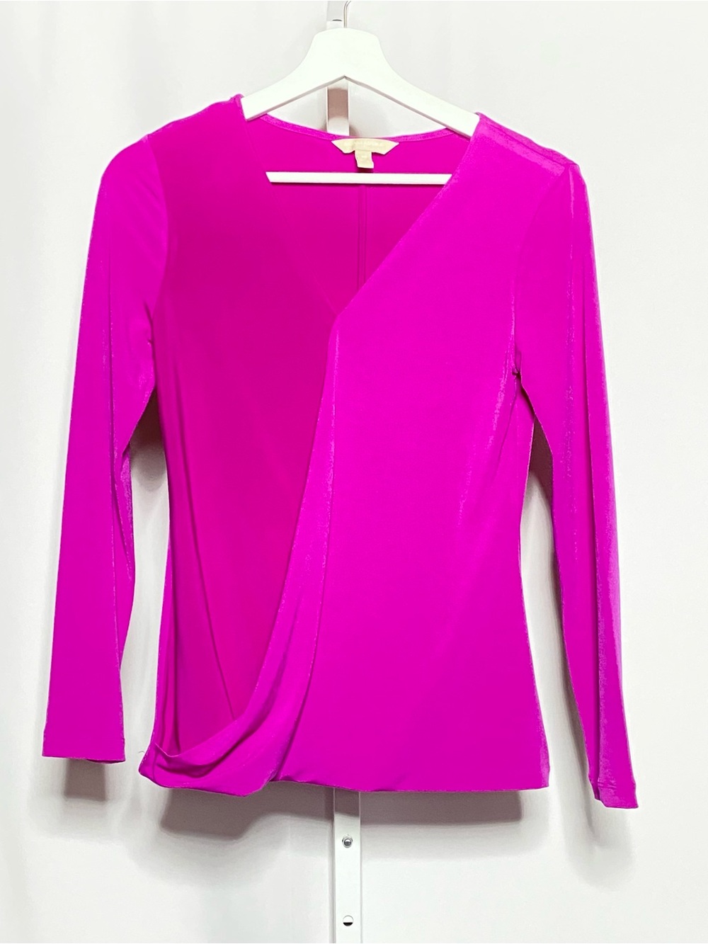 Banana Republic Fuchsia Long Sleeve Draped Wrap Blouse • XS